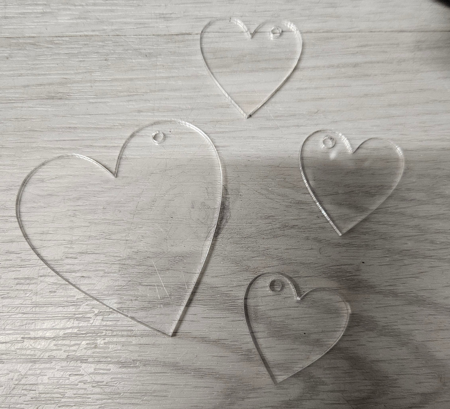 Family of 60mm/30mm Hearts Key Ring Set Acrylic Blanks