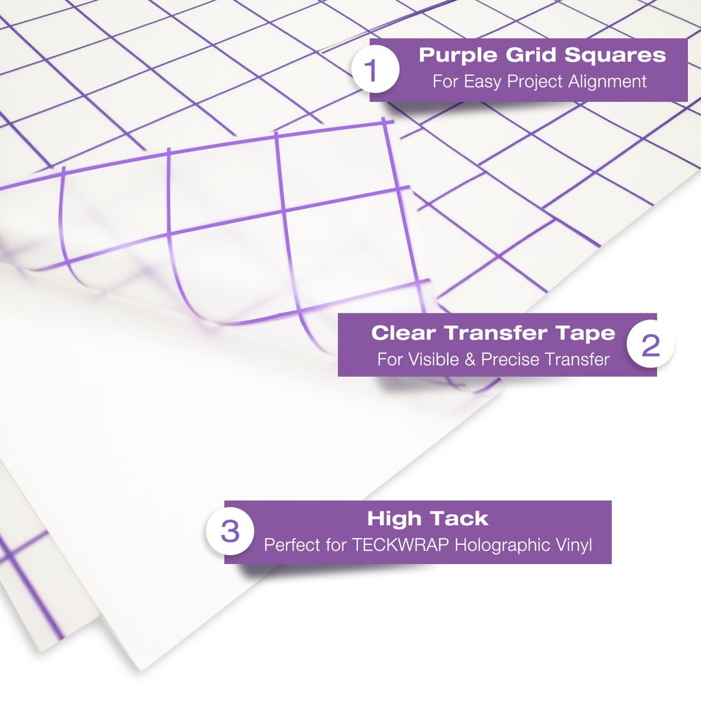 TRANSFER TAPE FOR HOLOGRAPHIC/METALLIC Purple Grid Medium Tack  (TeckwrapCraft)