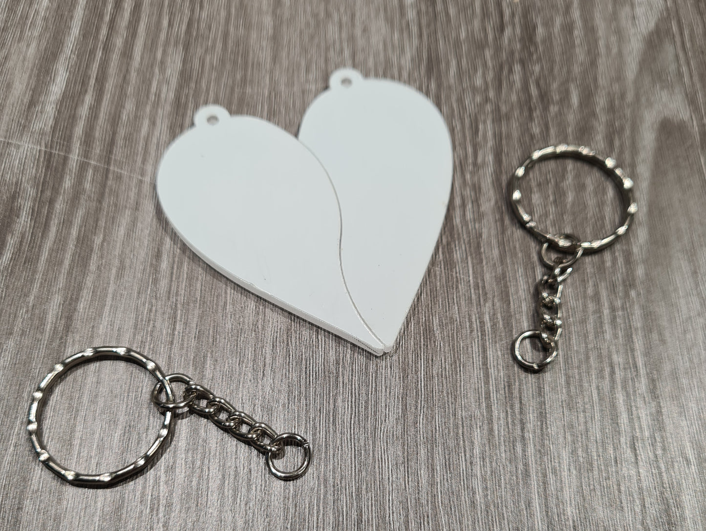 Split Heart key ring Clear Acrylic Blank