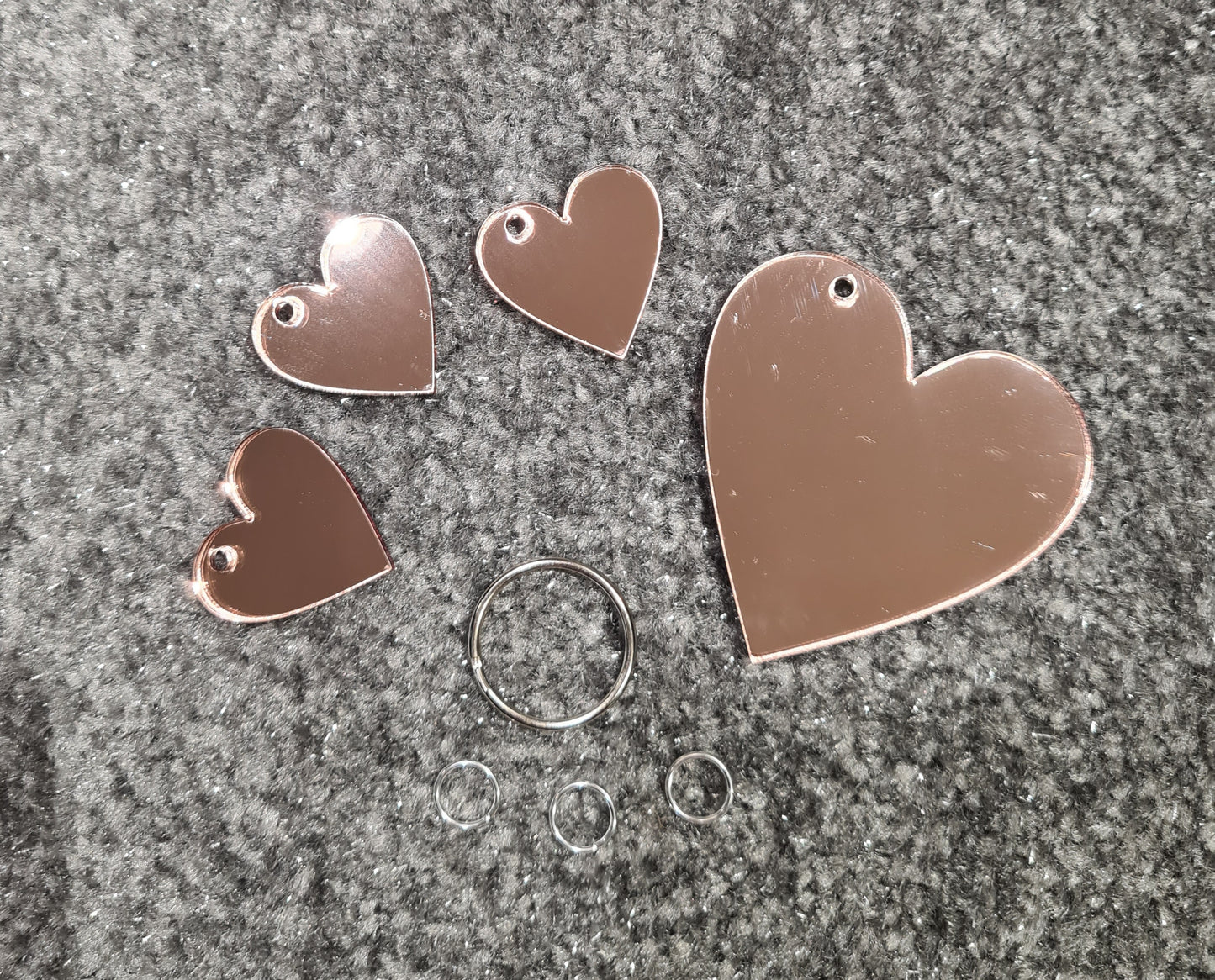 Family of 60mm/30mm Hearts Key Ring Set Acrylic Blanks