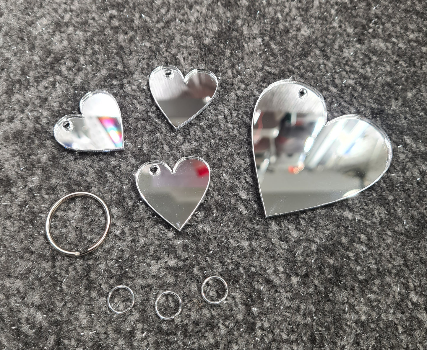 Family of 60mm/30mm Hearts Key Ring Set Acrylic Blanks