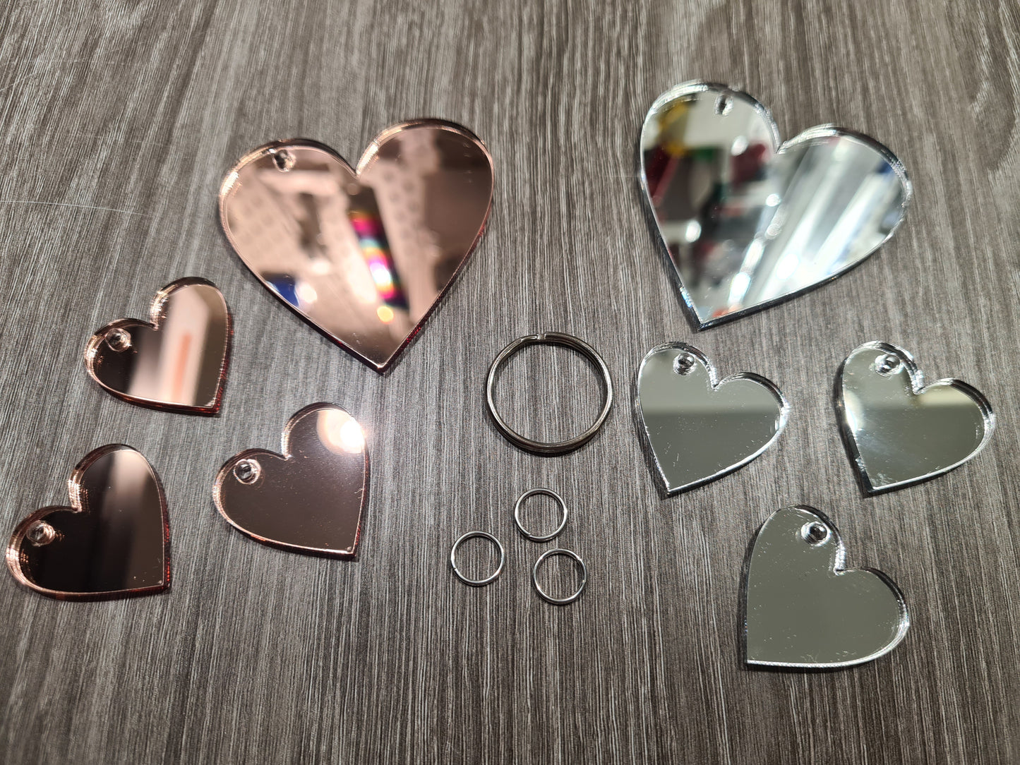 Family of 60mm/30mm Hearts Key Ring Set Acrylic Blanks