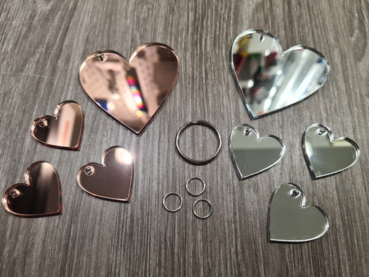 Family of 60mm/30mm Hearts Key Ring Set Acrylic Blanks