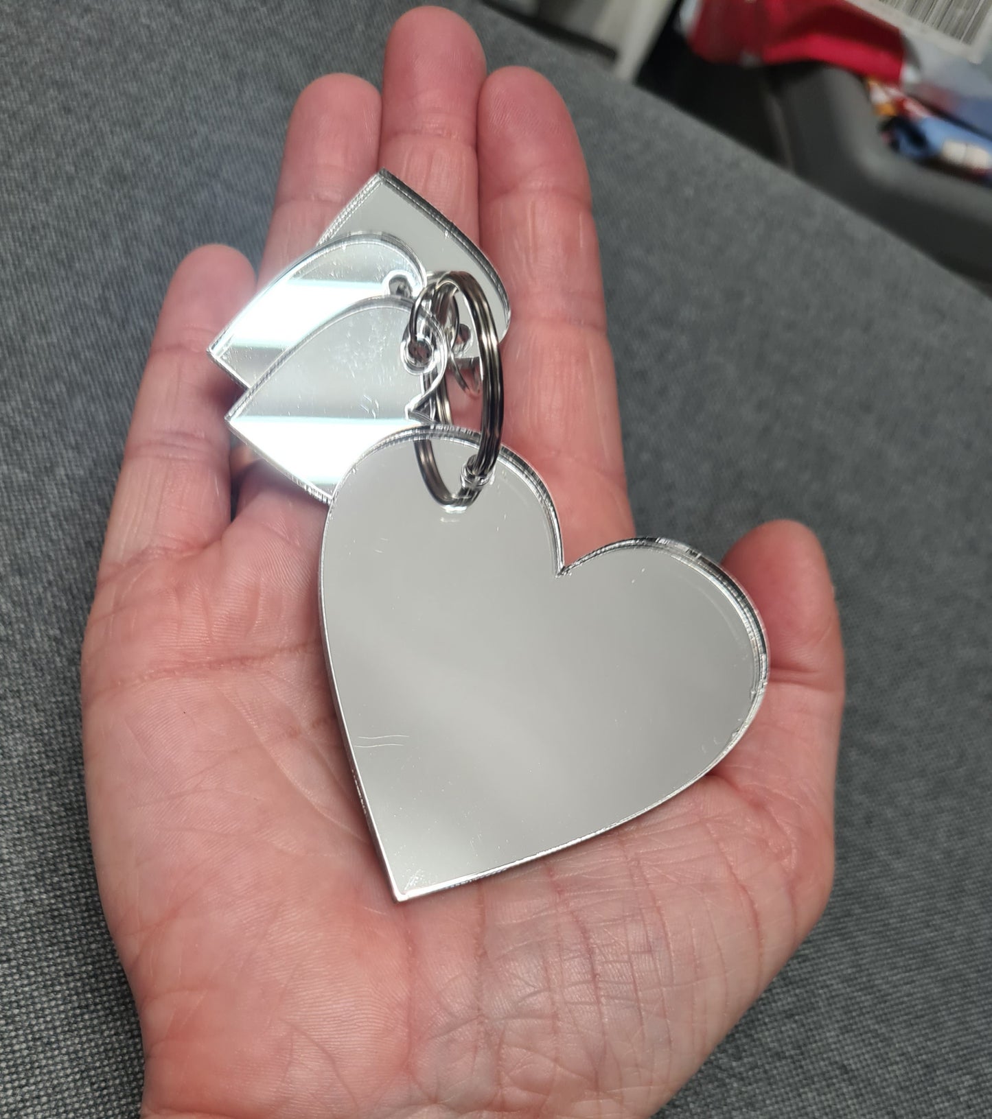 Family of 60mm/30mm Hearts Key Ring Set Acrylic Blanks