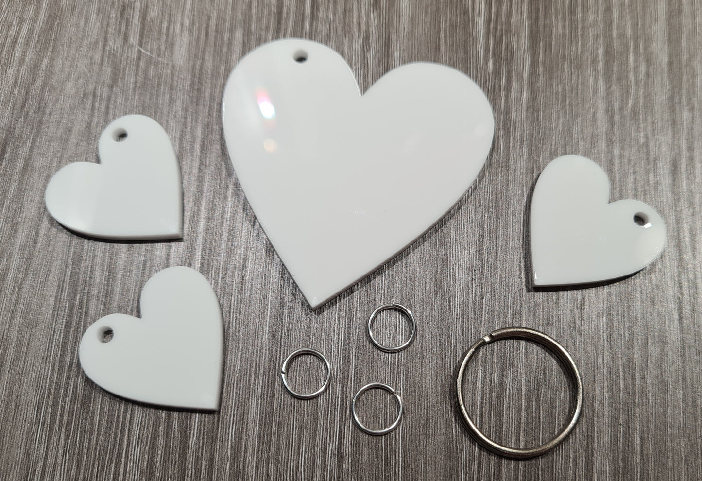 Family of 60mm/30mm Hearts Key Ring Set Acrylic Blanks