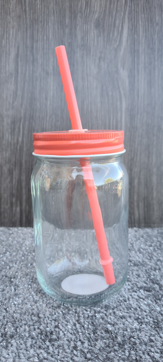 Can (Glass) with lid & Straw