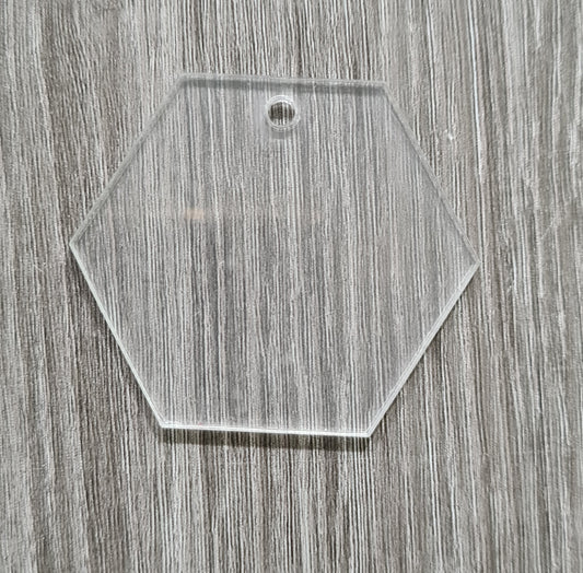 Hexagon Acrylic shape with hole 50mm