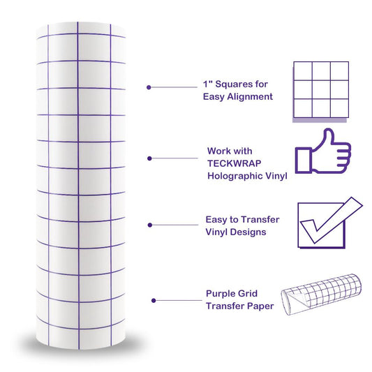 TRANSFER TAPE FOR HOLOGRAPHIC/METALLIC Purple Grid Medium Tack  (TeckwrapCraft)